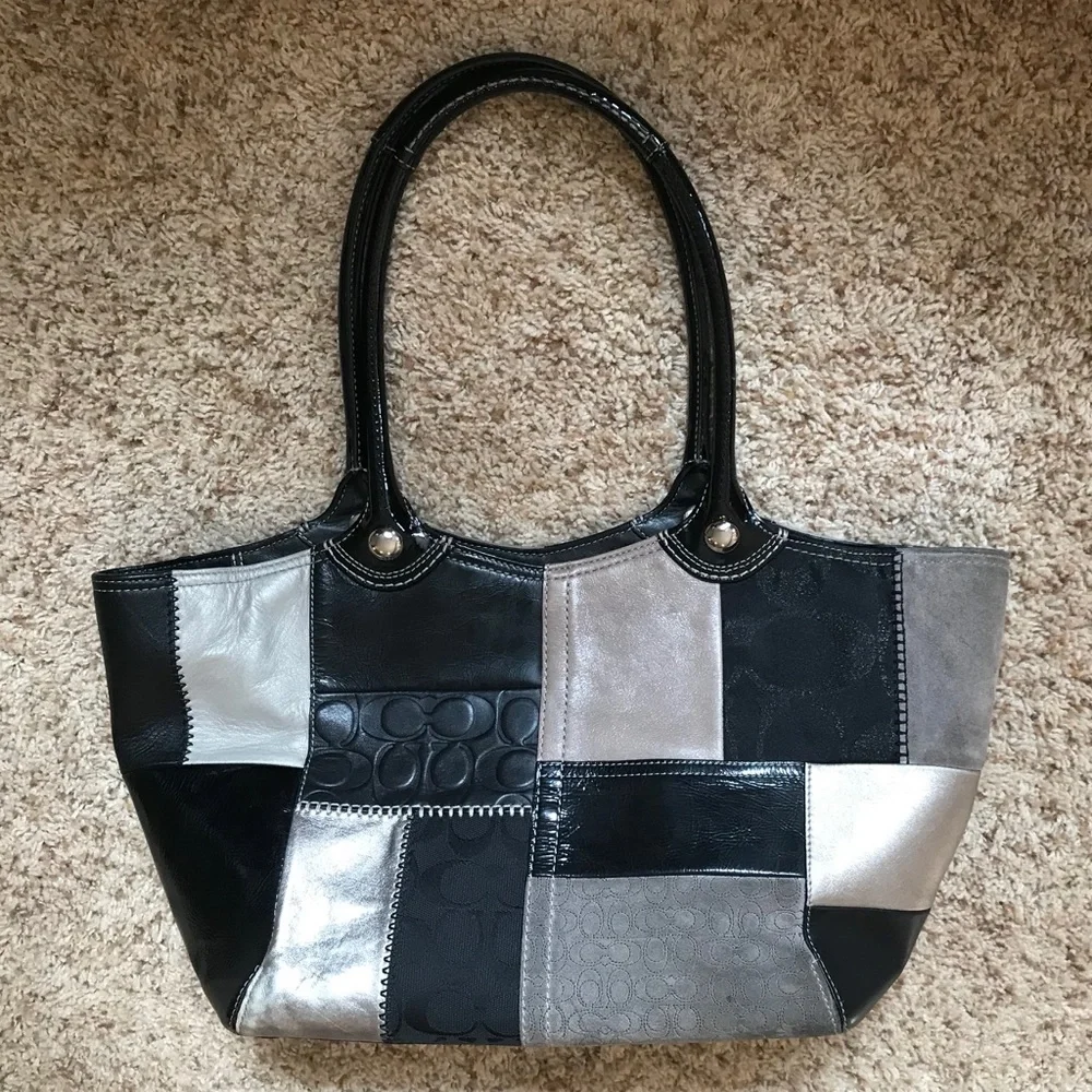 Coach Patchwork Leather & Suede Shoulder Bag